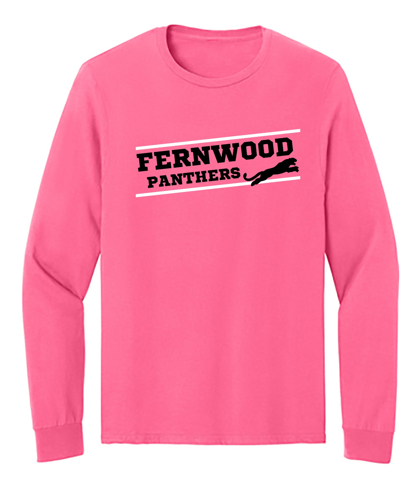 Neon Pink Adult Unisex Cotton Long Sleeve T-Shirt