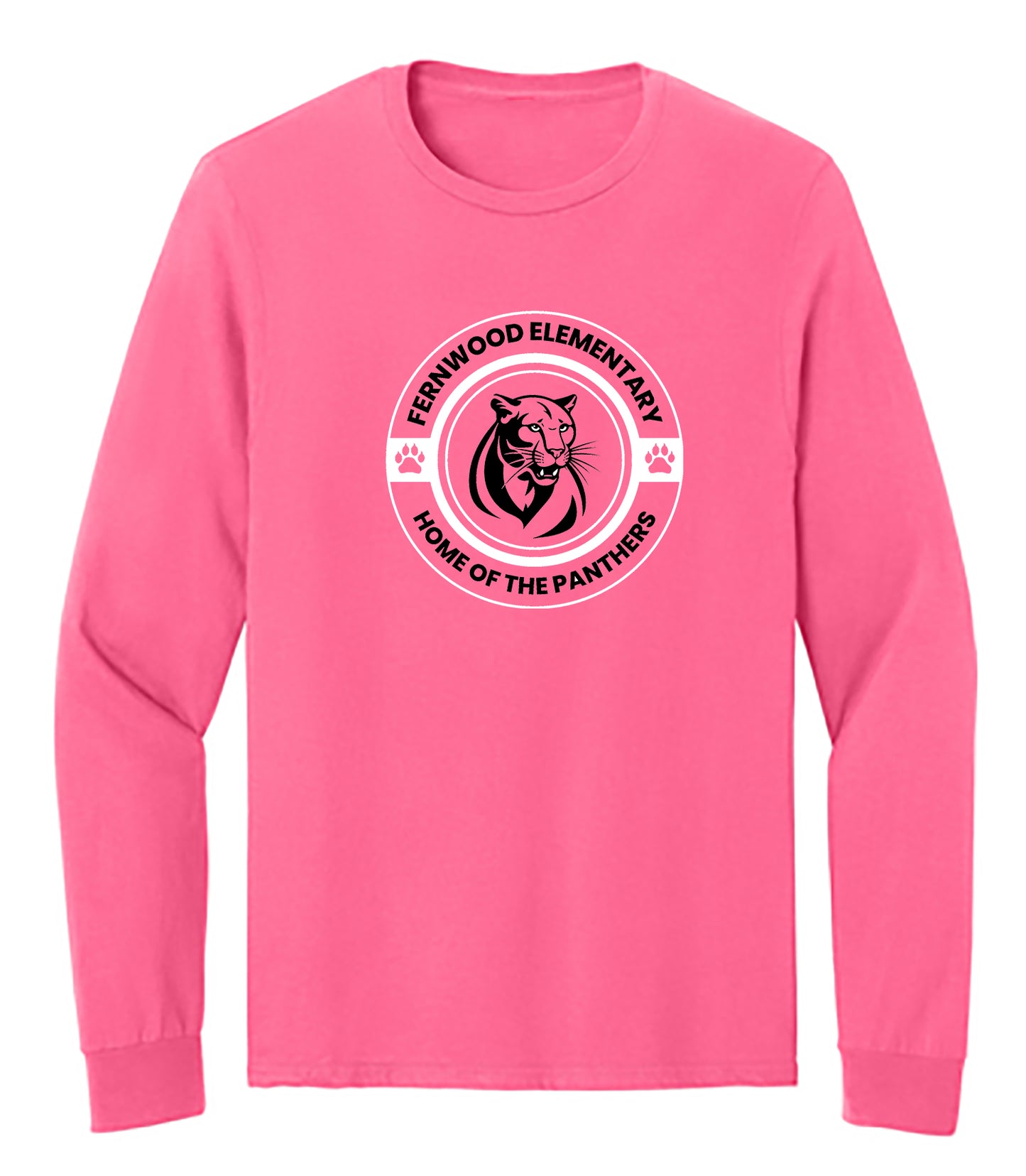 Neon Pink Adult Unisex Cotton Long Sleeve T-Shirt