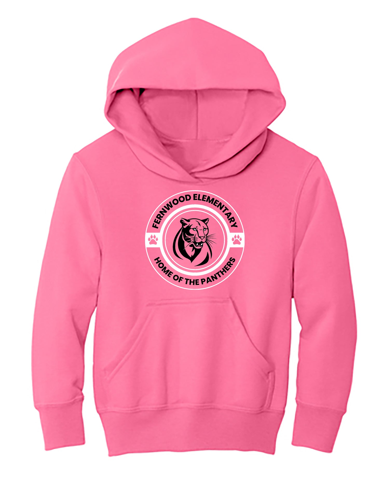 Neon Pink Youth Core Fleece Pullover Hooded Sweatshirt