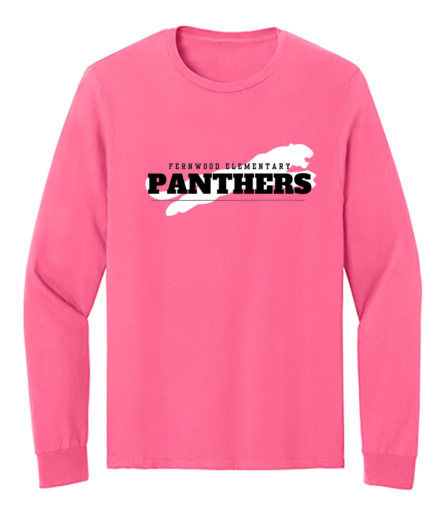 Neon Pink Adult Unisex Cotton Long Sleeve T-Shirt