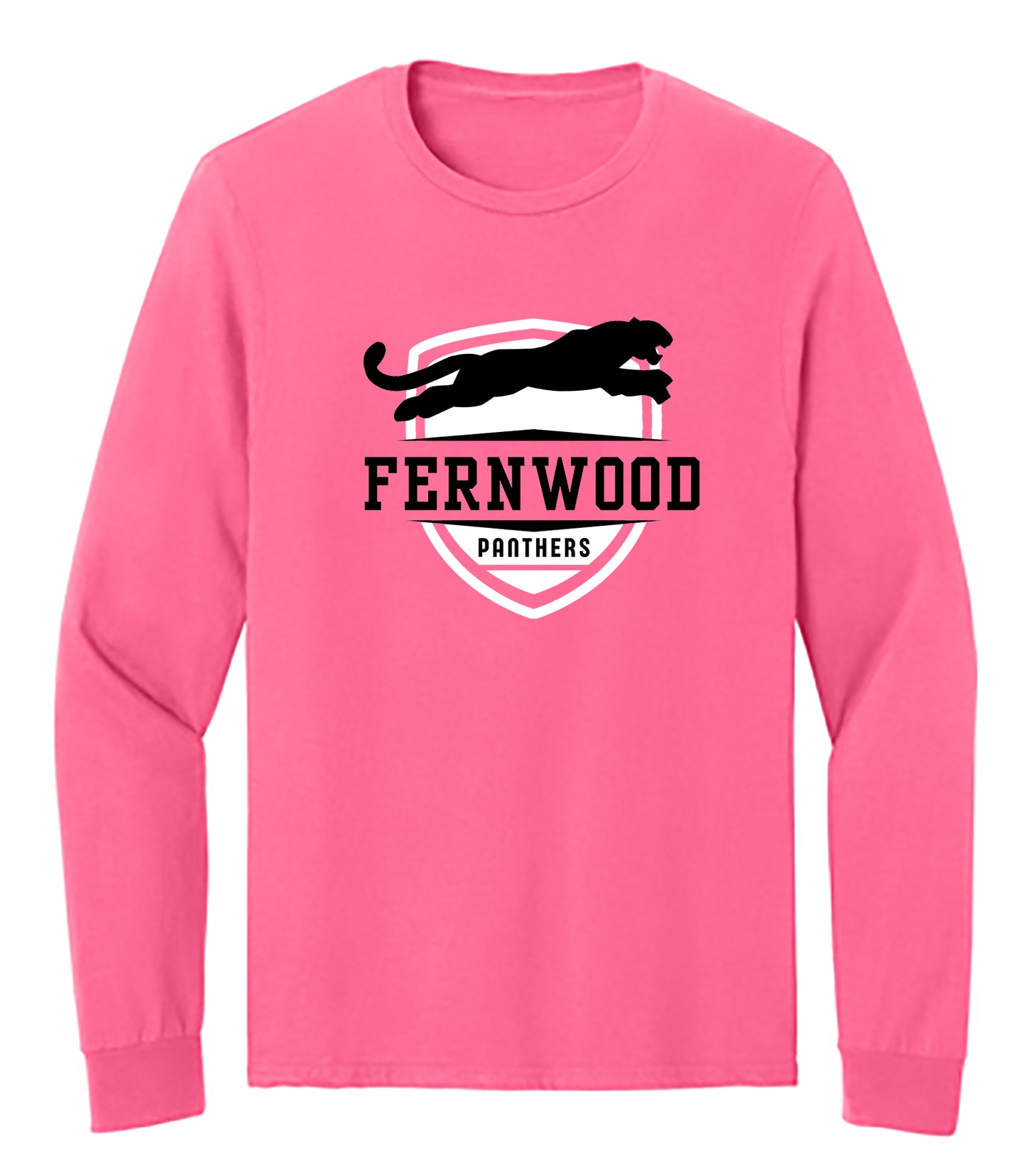 Neon Pink Adult Unisex Cotton Long Sleeve T-Shirt
