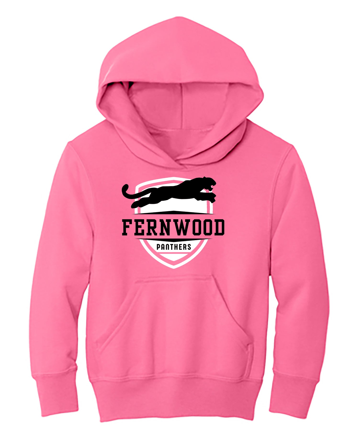 Neon Pink Youth Core Fleece Pullover Hooded Sweatshirt
