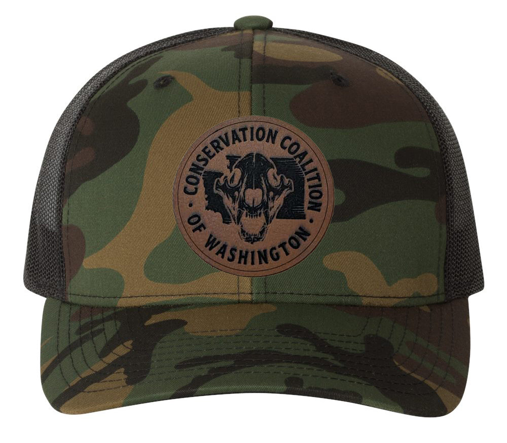 Green Camo Curved Bill Trucker Hat – Conservation Coalition of Washington State