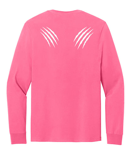 Neon Pink Adult Unisex Cotton Long Sleeve T-Shirt
