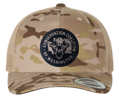 Tan Camo Curved Bill Trucker Hat – Conservation Coalition of Washington State