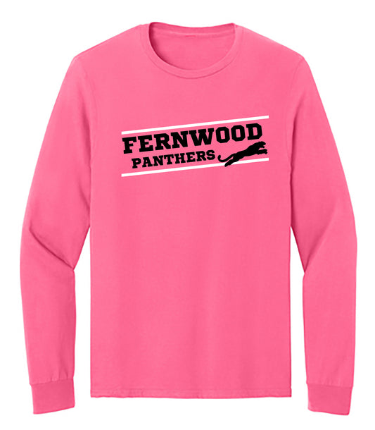 Neon Pink Adult Unisex Cotton Long Sleeve T-Shirt