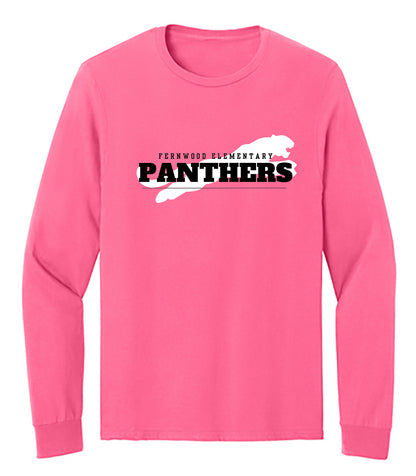 Neon Pink Adult Unisex Cotton Long Sleeve T-Shirt