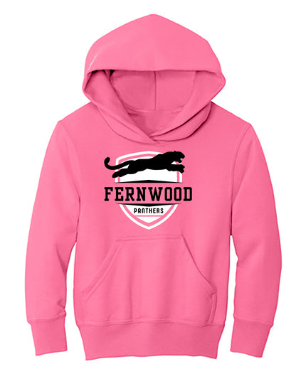 Neon Pink Youth Core Fleece Pullover Hooded Sweatshirt