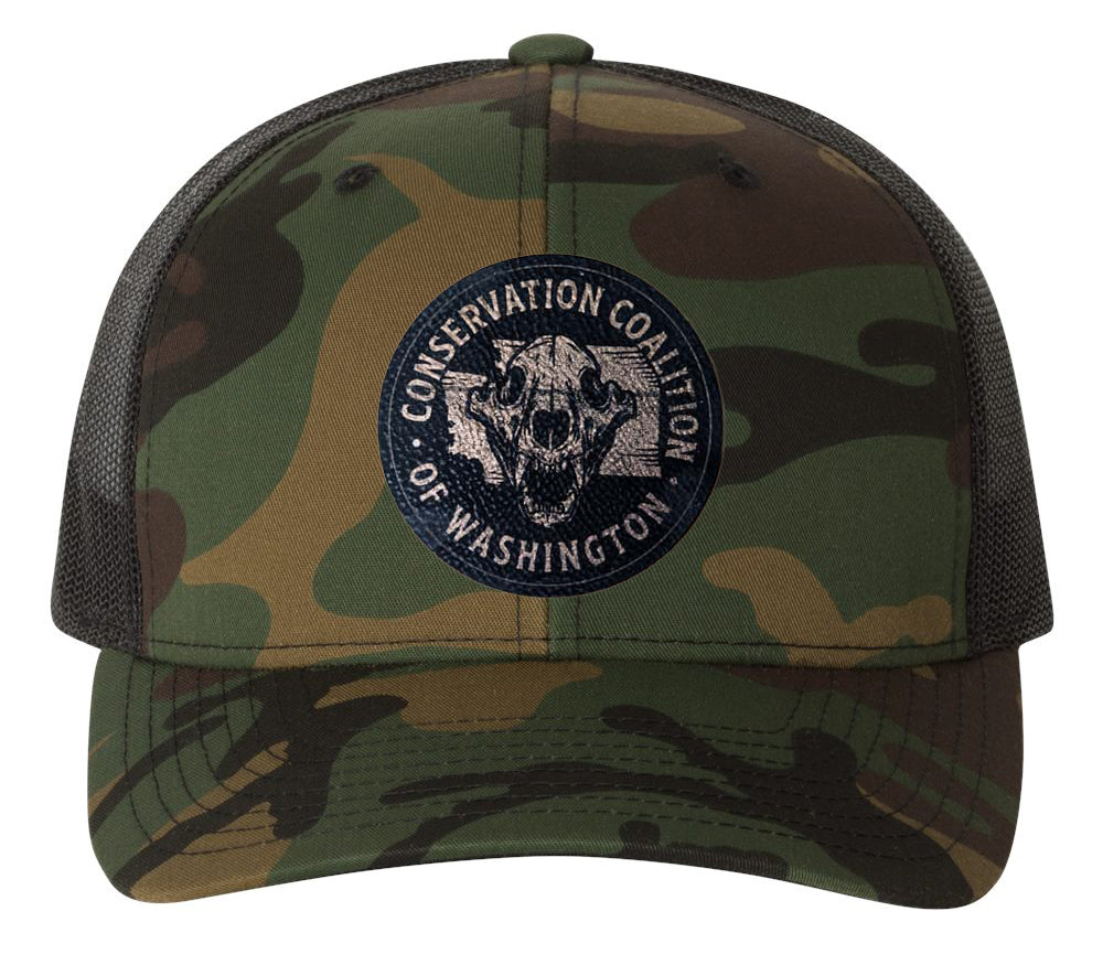 Green Camo Curved Bill Trucker Hat – Conservation Coalition of Washington State