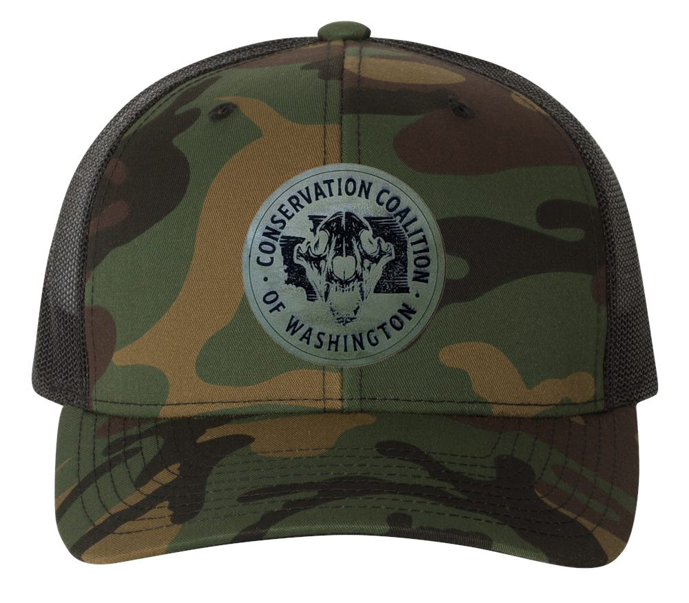Green Camo Curved Bill Trucker Hat – Conservation Coalition of Washington State