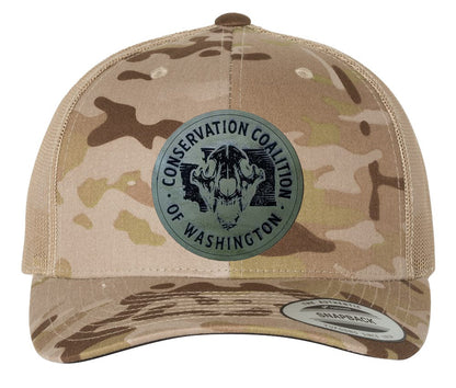 Tan Camo Curved Bill Trucker Hat – Conservation Coalition of Washington State